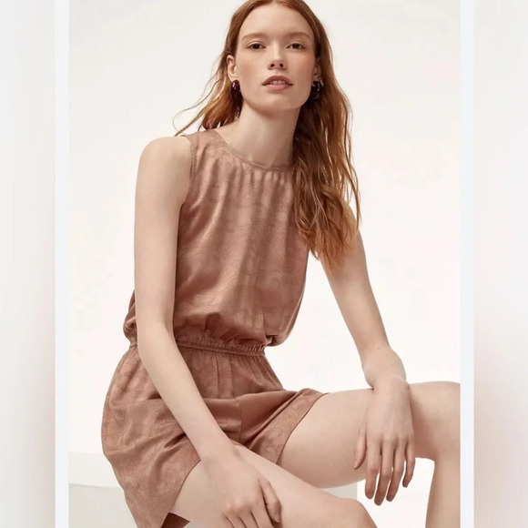 ARITZIA Wilfred Silk-look Blush Pink Rive Romper with Shorts Size S - Picture 1 of 14